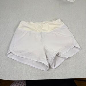 as revival  Running Shorts White Perforated Trim High Waist Athletic‎ Women S